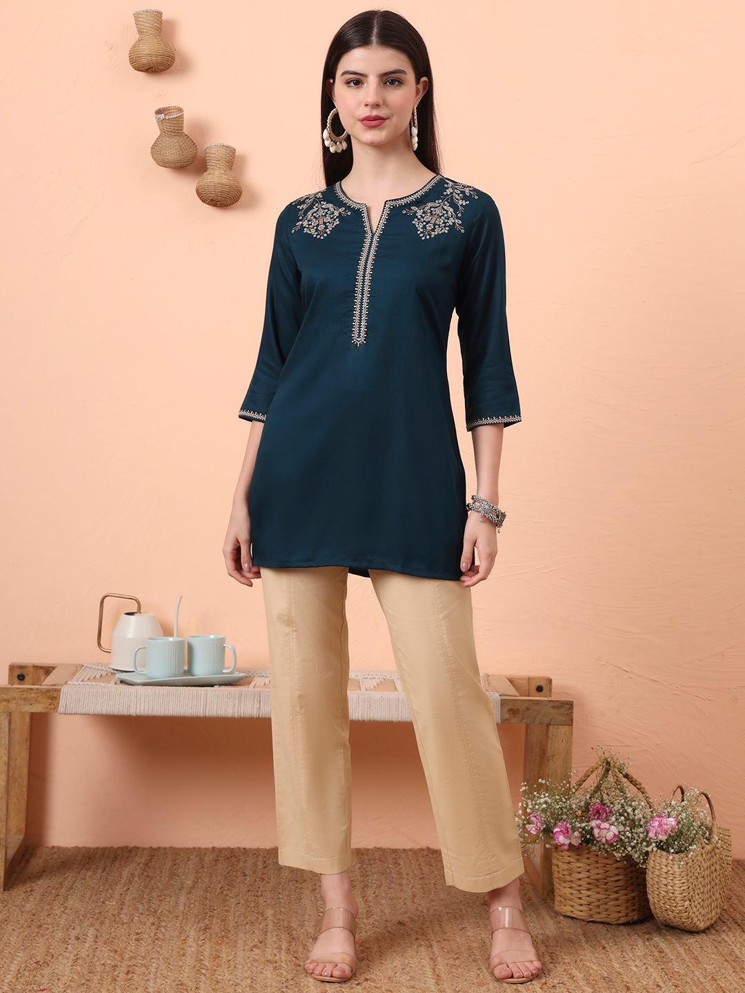 Tiny Tangles Embroidered Top - Etiquette Apparel 