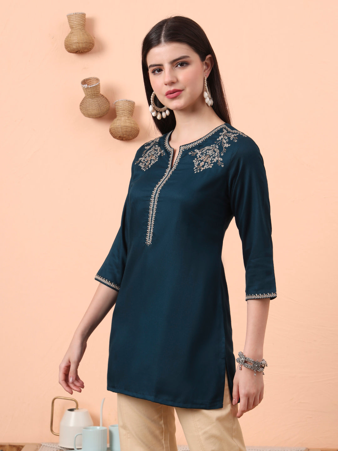 Tiny Tangles Embroidered Top - Etiquette Apparel