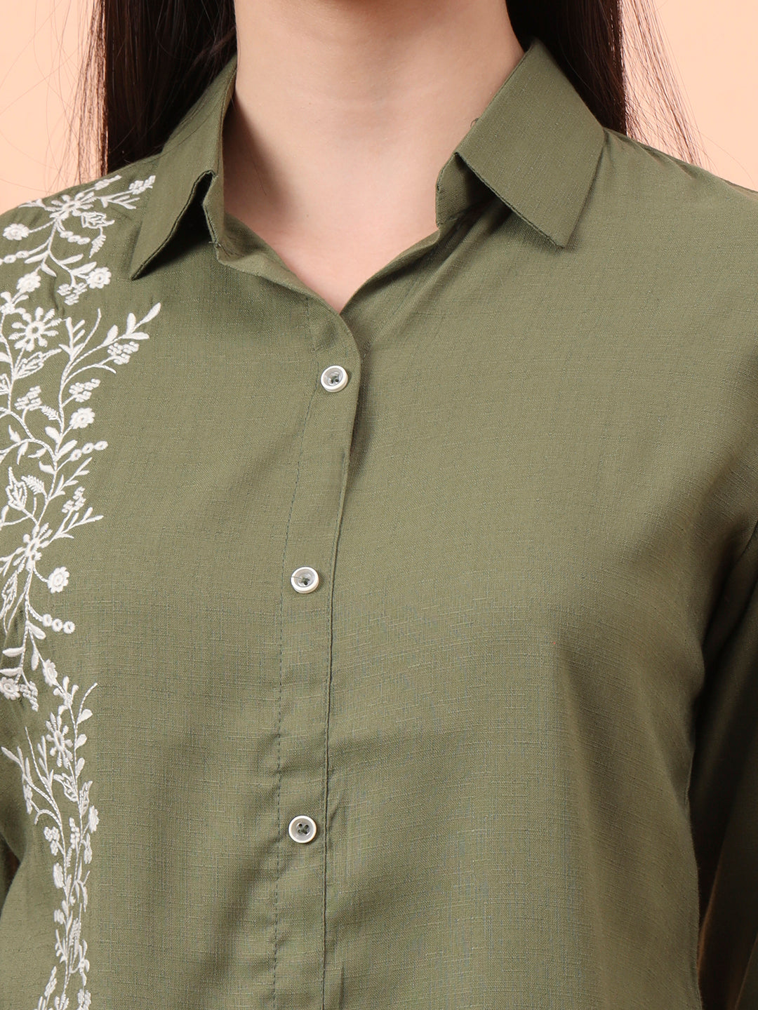 Product Carousel Image 15: Embroidered Ease Solid Coloured Top