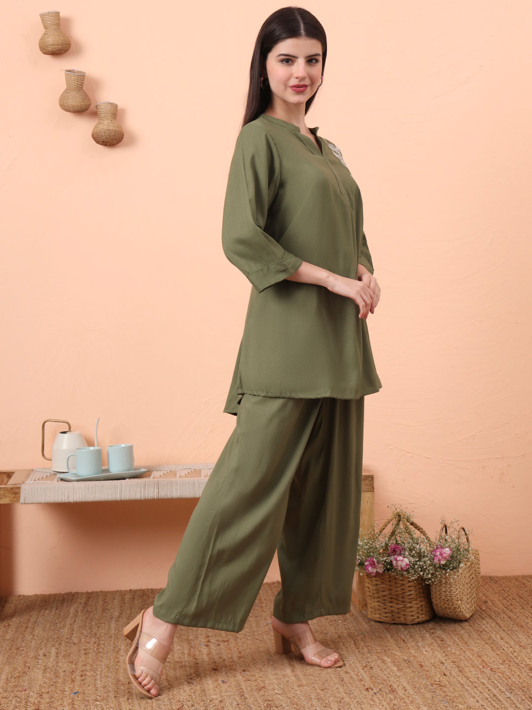 Comforting Single Tone Co-Ord Set - Etiquette Apparel