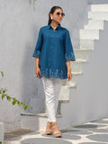 Shirt collar cotton top with cutwork embroidery Etiquette Apparel