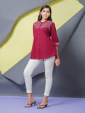 Solid Colored Top With Embroidery in Front and Cuffs - Etiquette Apparel 