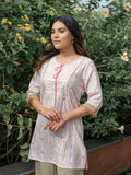 Product Carousel Image 2: Stripe Top With Lace Details at Sleeves and Hanging at Neck