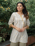 Product Carousel Image 1: Stripe Top With Lace Details at Sleeves and Hanging at Neck