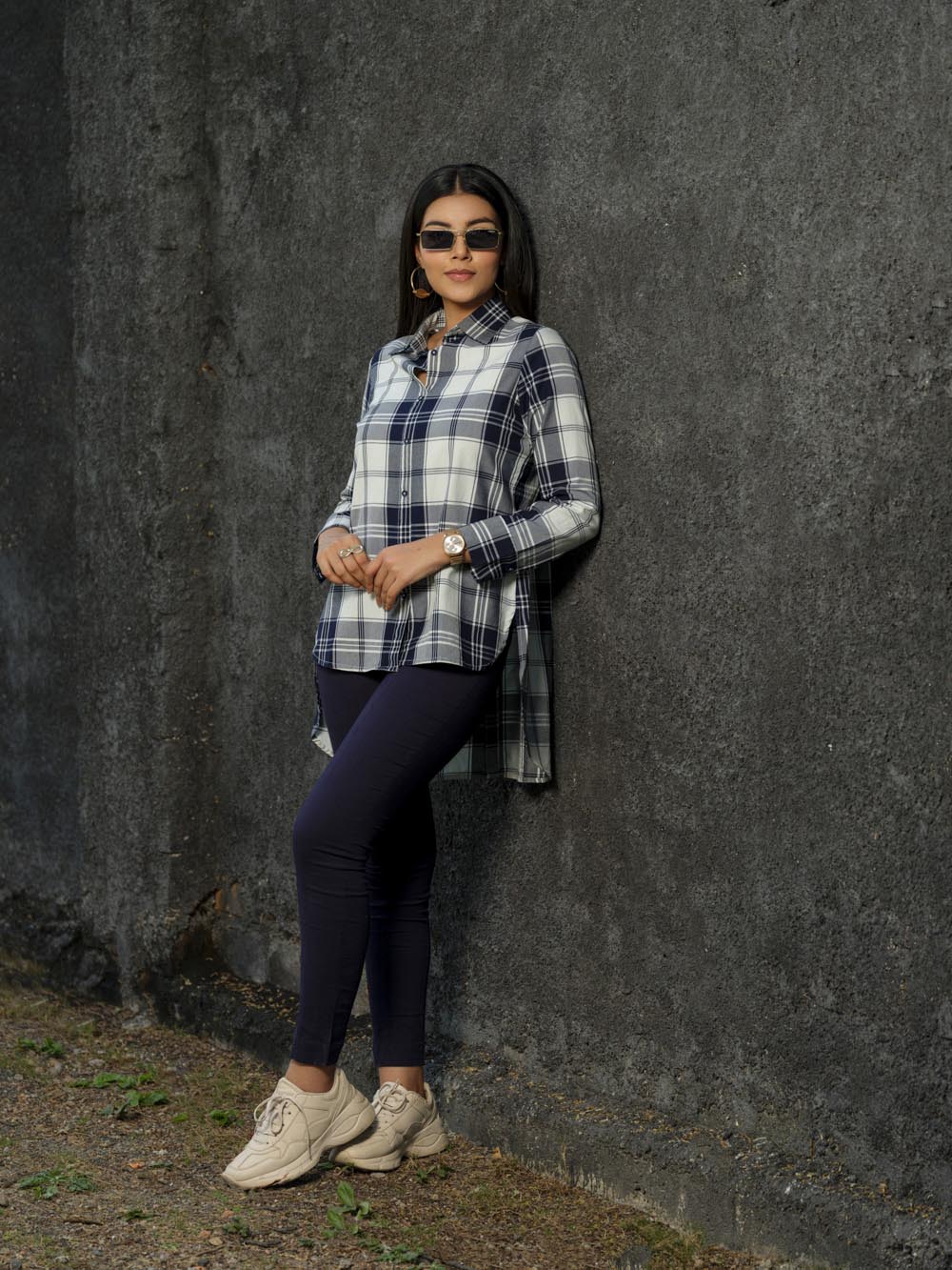 Sturdy indigo checks Youth Edit shirt top Etiquette Apparel