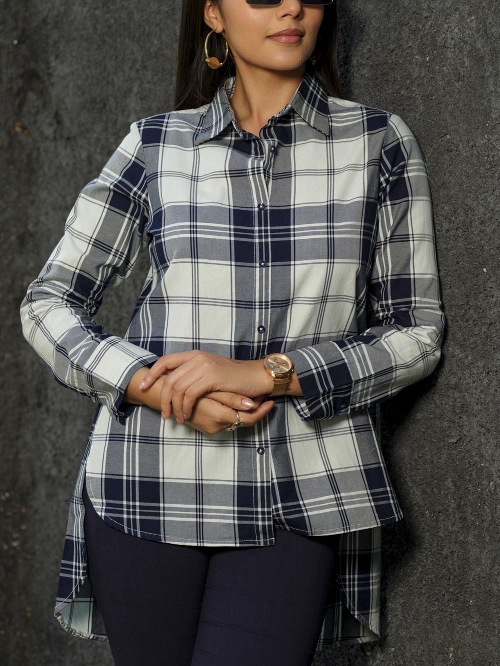 Sturdy indigo checks Youth Edit shirt top Etiquette Apparel