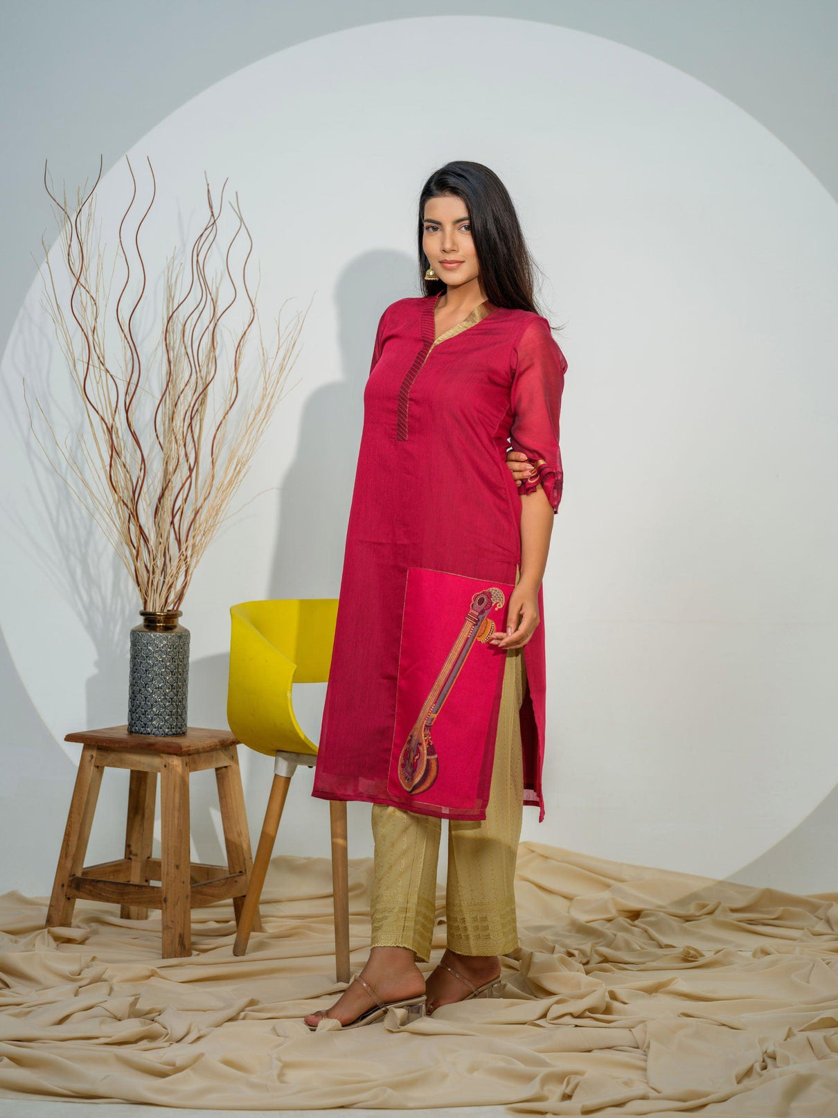 Viscose Chanderi Top With Woven Placement Etiquette Apparel
