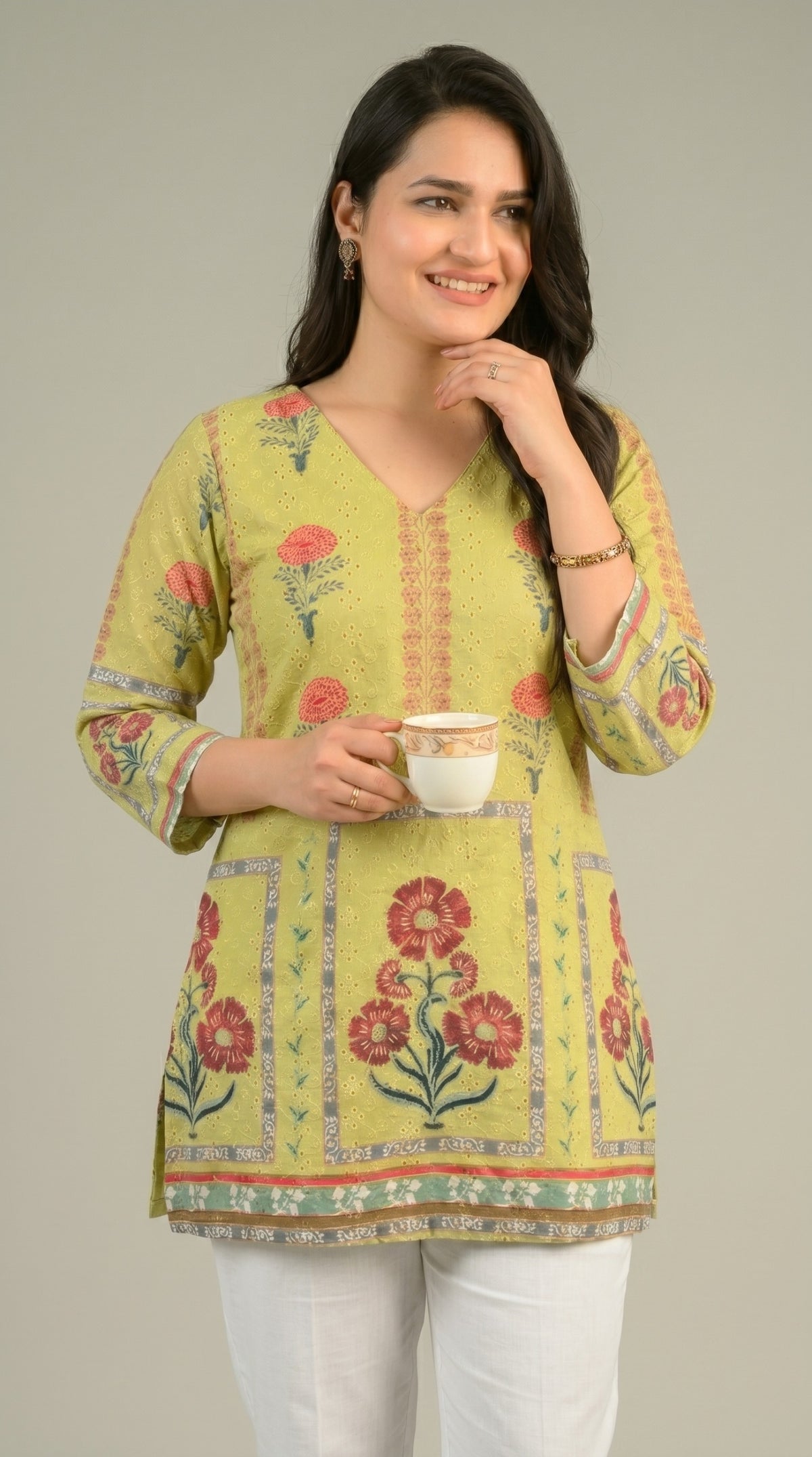 Mughal Green Garden Short Top - Etiquette Apparel
