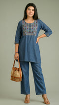 Product Carousel Image 0: Denim Meets Heritage Co-ord Set