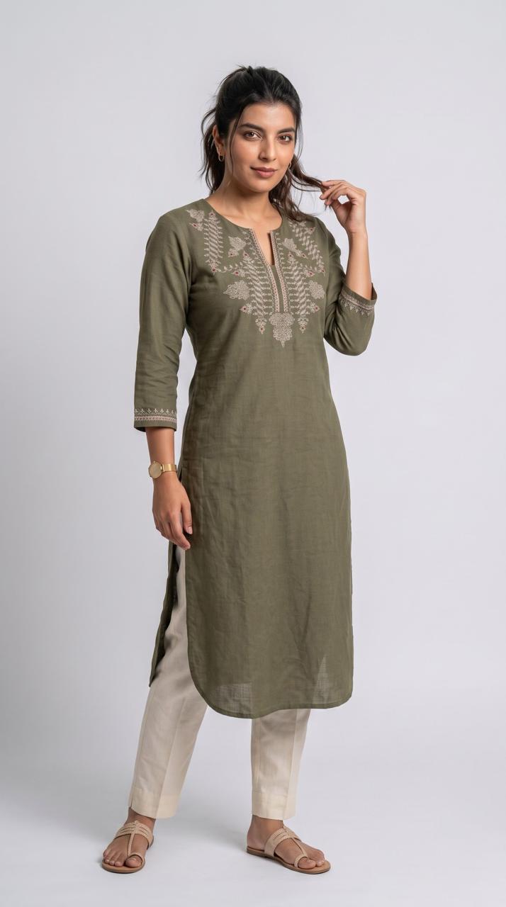 Embroidered Straight Kurta