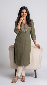 Embroidered Straight Kurta