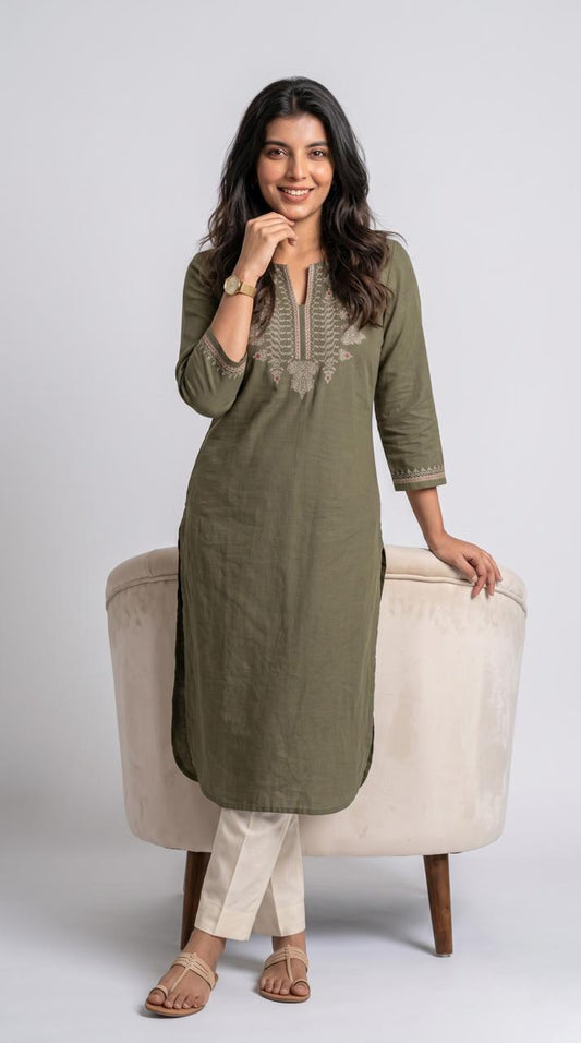 Embroidered Straight Kurta