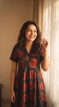 Abstract Polka Print Midi Dress