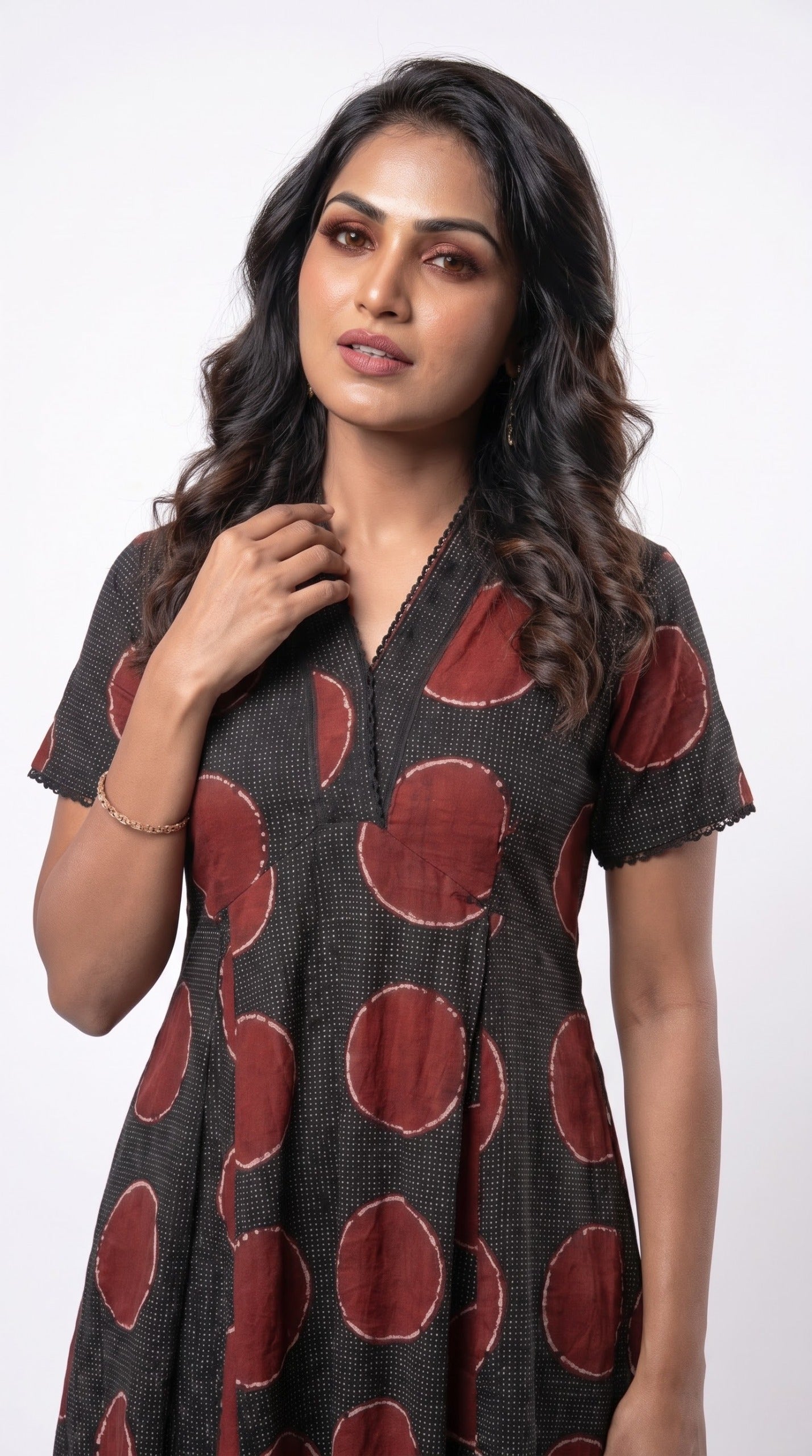 Abstract Polka Print Midi Dress