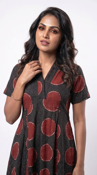 Abstract Polka Print Midi Dress