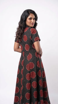 Abstract Polka Print Midi Dress