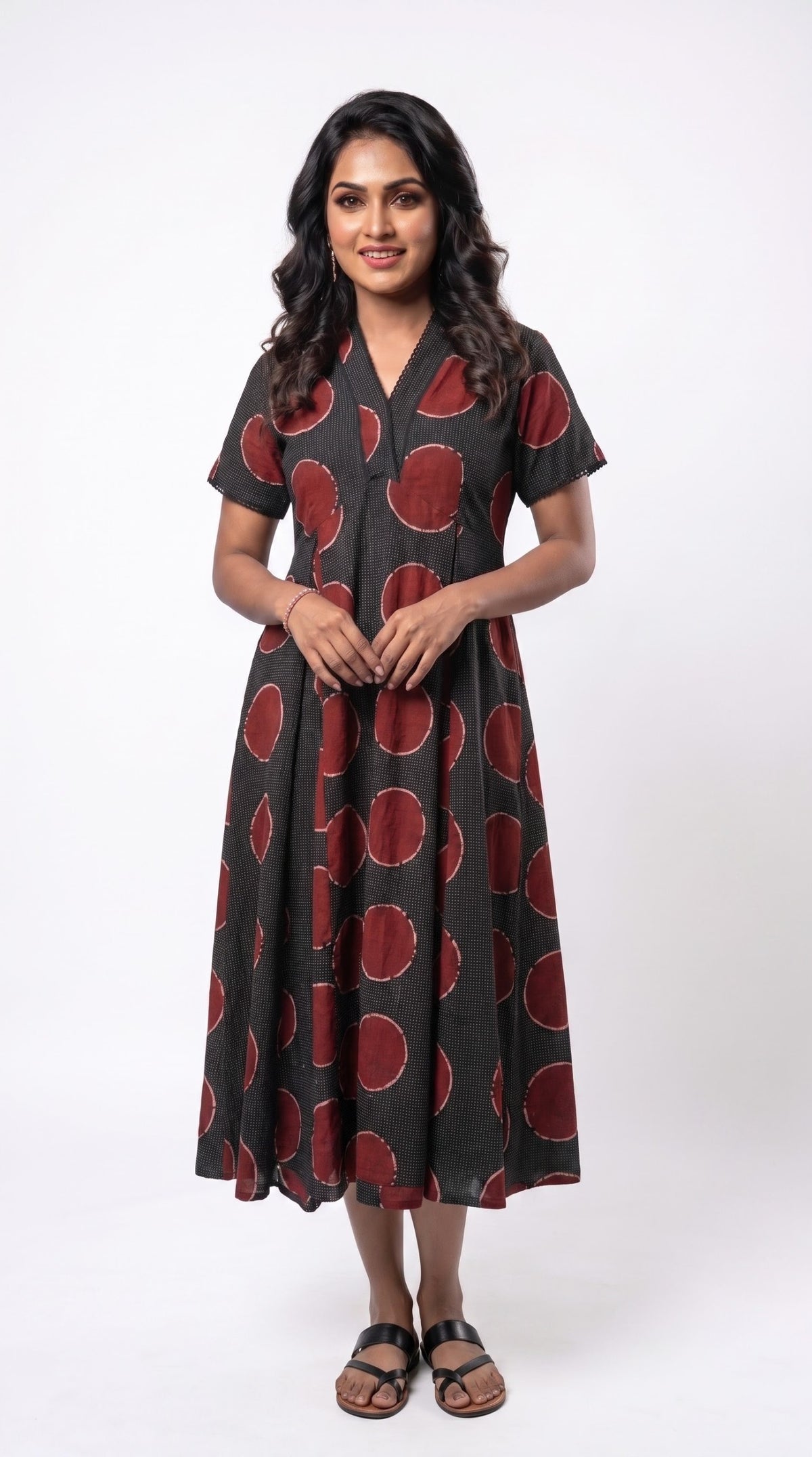 Abstract Polka Print Midi Dress
