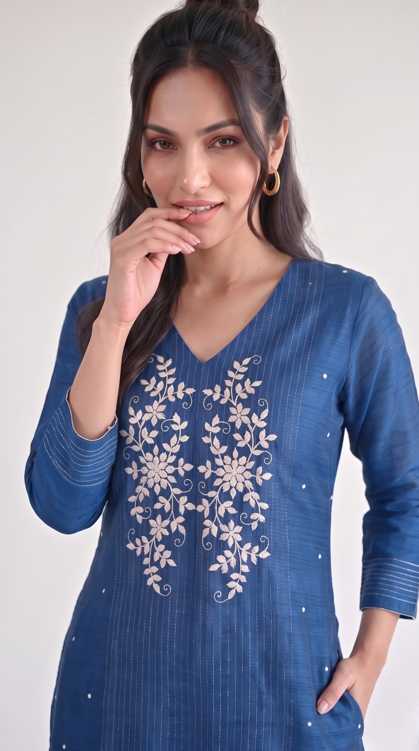 Chanderi Floral Elegance Kurta Set