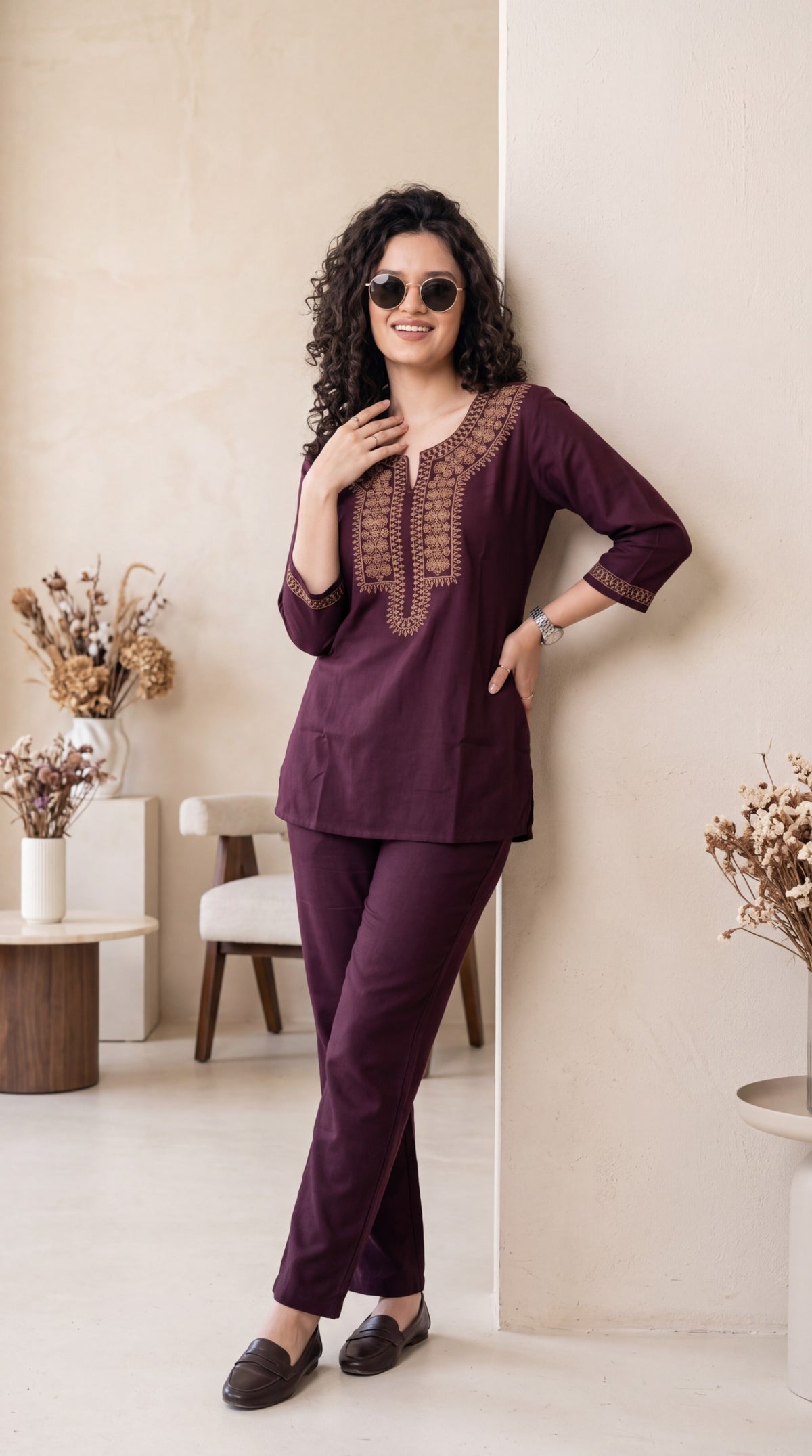 Embroidered Comfort Co-ord Set - Etiquette Apparel