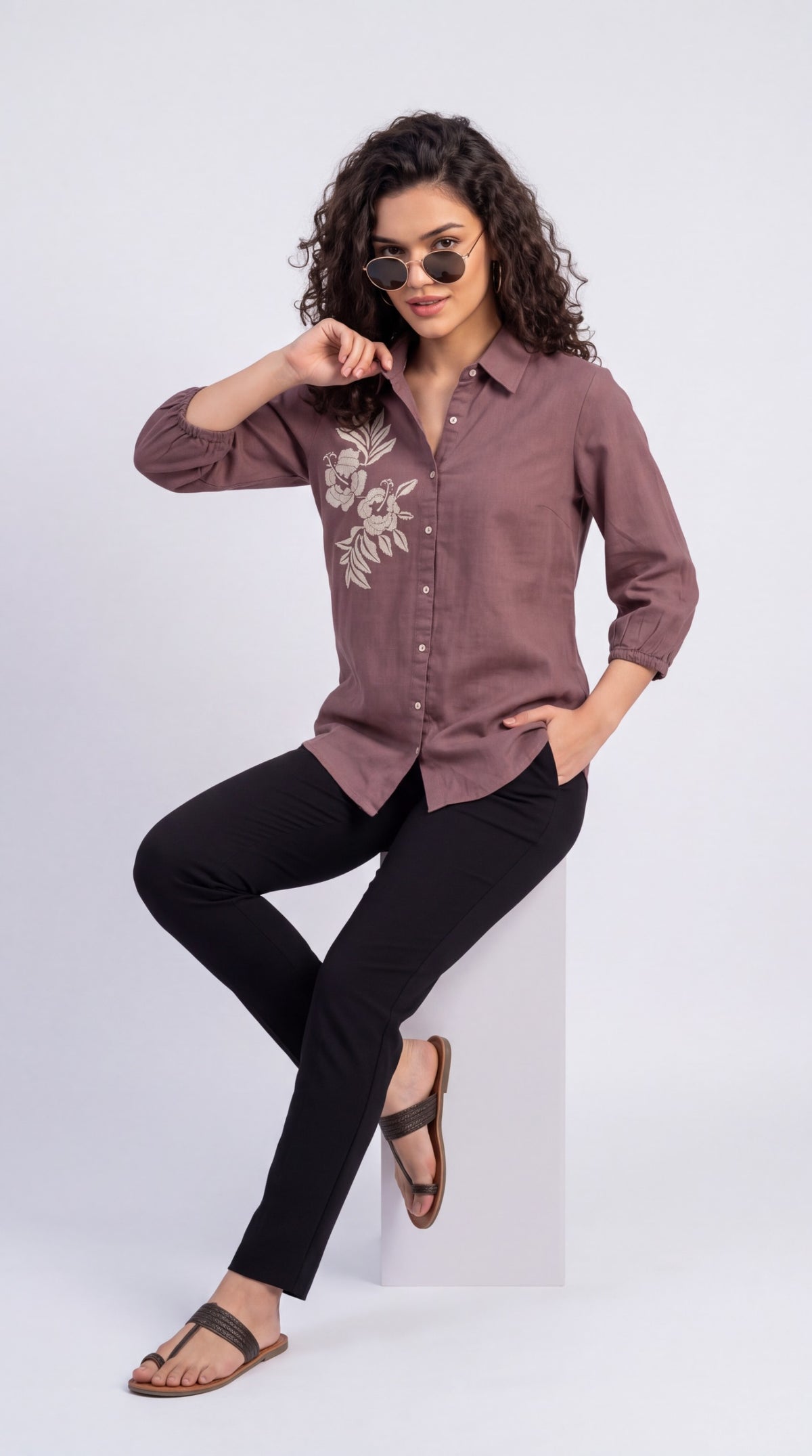 Floral Detail Cotton Shirt