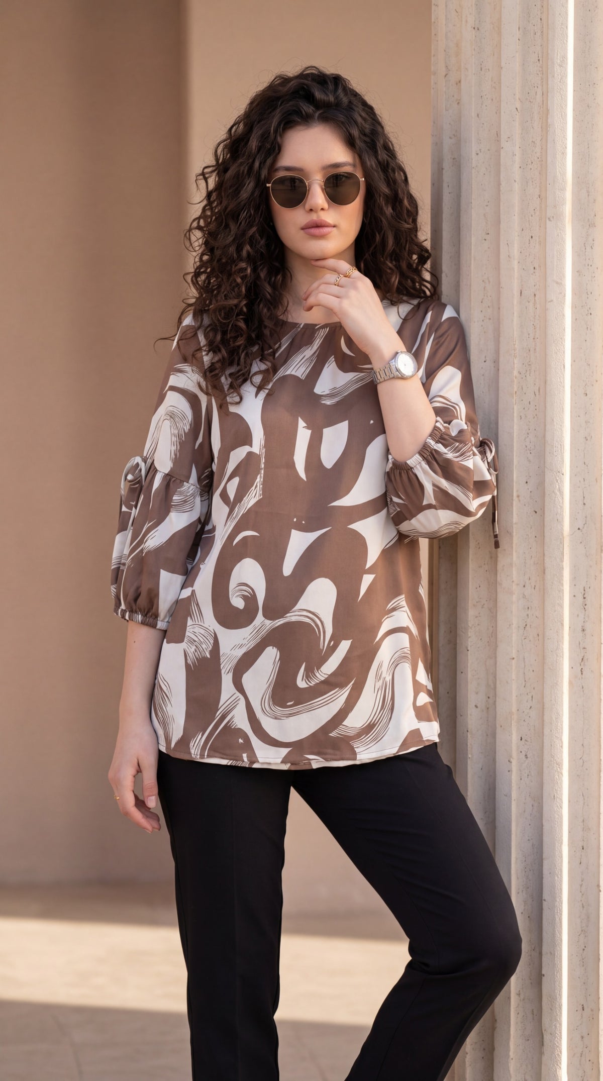 Chic abstract Print Polyester Top