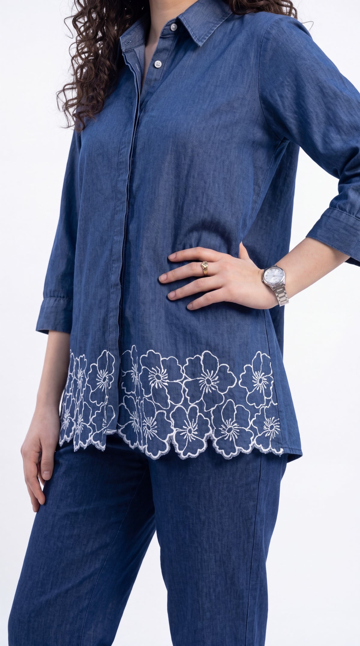 Scallop Detail Denim Co-ord Set