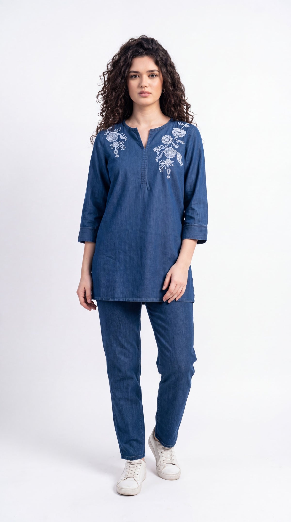 Floral Embroidered Denim Co-ord Set