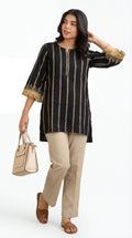Product Carousel Image 3: Embellished Bell Sleeved Stripe Cotton Top