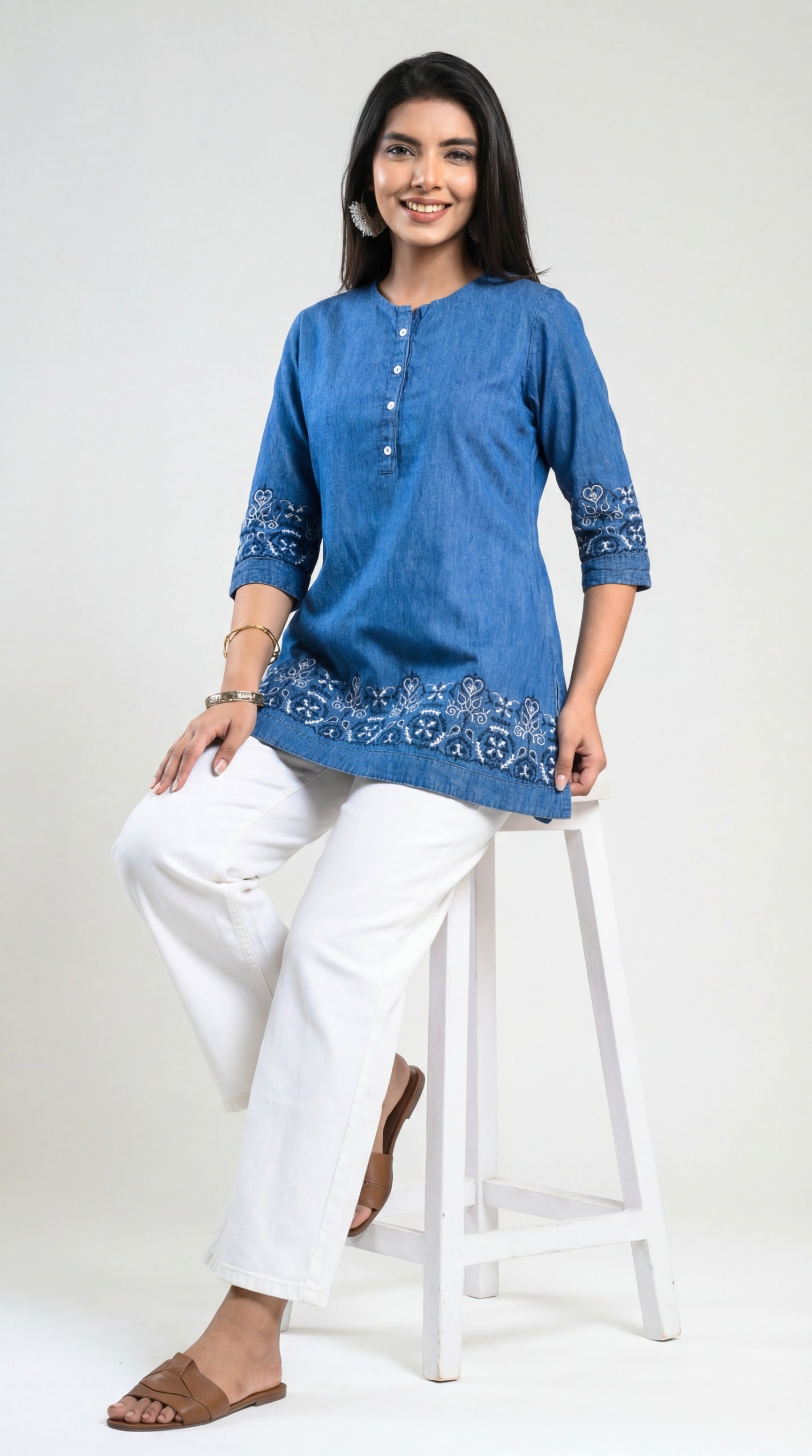 Product Carousel Image 1: Delicate Details Denim Top