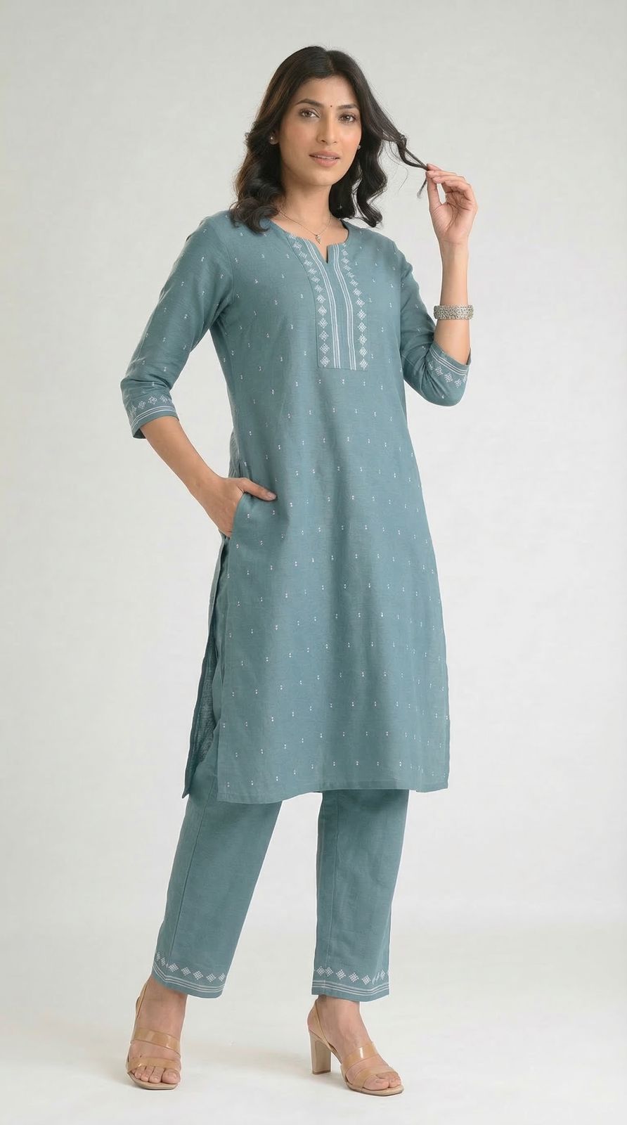 Everyday Jamdani Glow Kurta Set - Etiquette Apparel