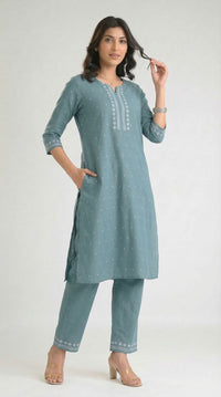 Everyday Jamdani Glow Kurta Set - Etiquette Apparel
