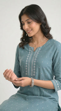 Everyday Jamdani Glow Kurta Set - Etiquette Apparel