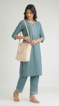 Everyday Jamdani Glow Kurta Set - Etiquette Apparel