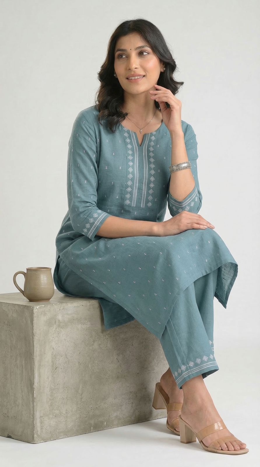 Everyday Jamdani Glow Kurta Set - Etiquette Apparel