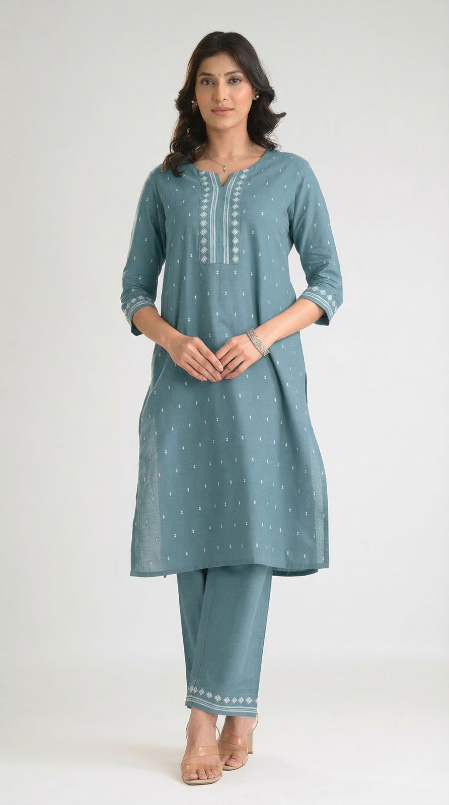 Everyday Jamdani Glow Kurta Set - Etiquette Apparel