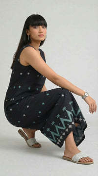 Sleek in Jamdani Sleeveless Dress - Etiquette Apparel