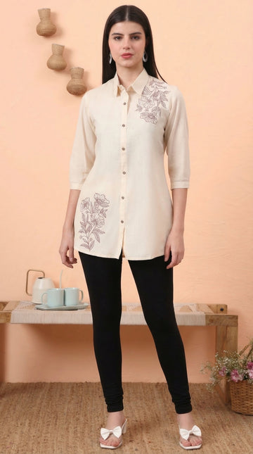 Flex Embroidered Boota Short Top - Etiquette Apparel 