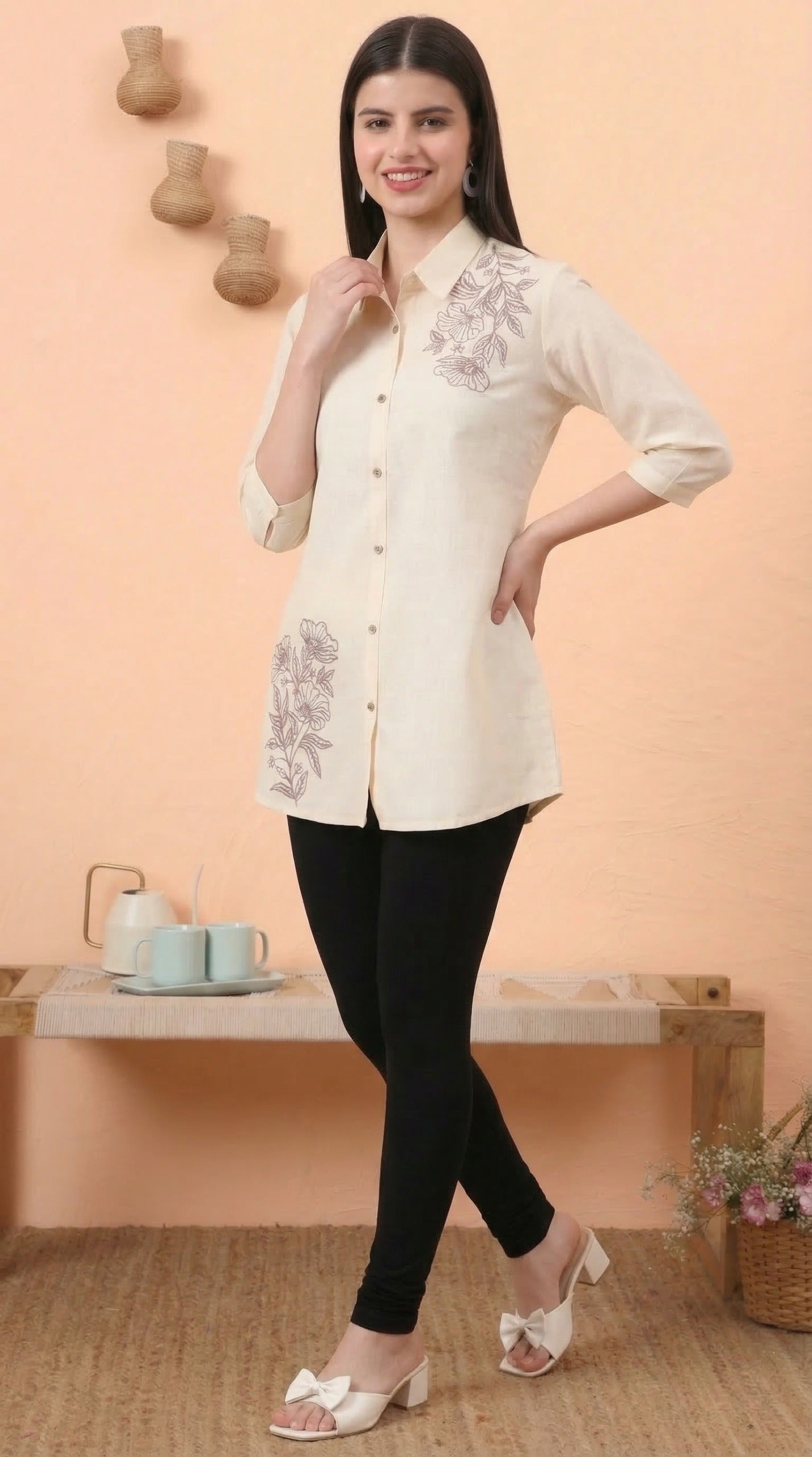 Product Carousel Image 3: Flex Embroidered Boota Short Top