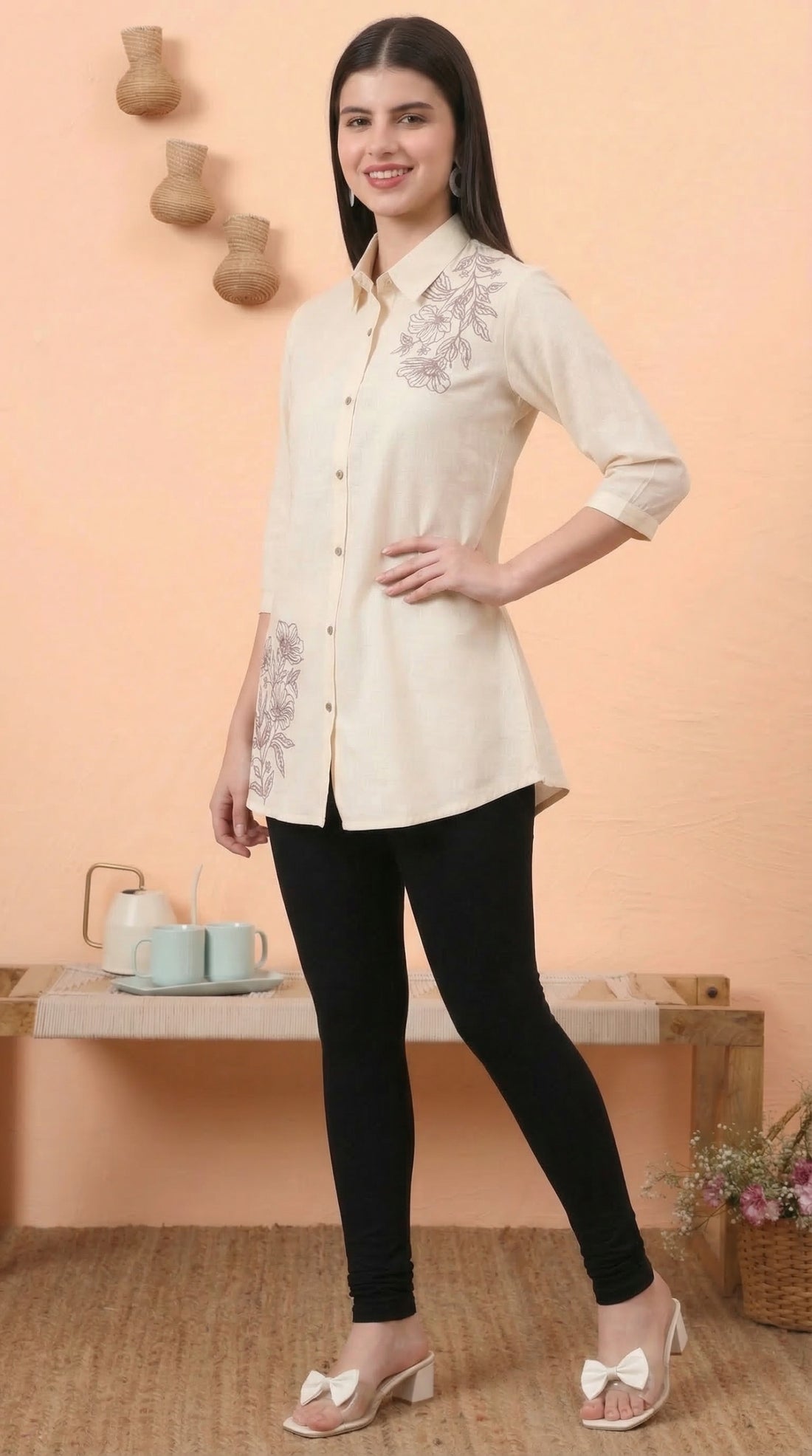 Flex Embroidered Boota Short Top