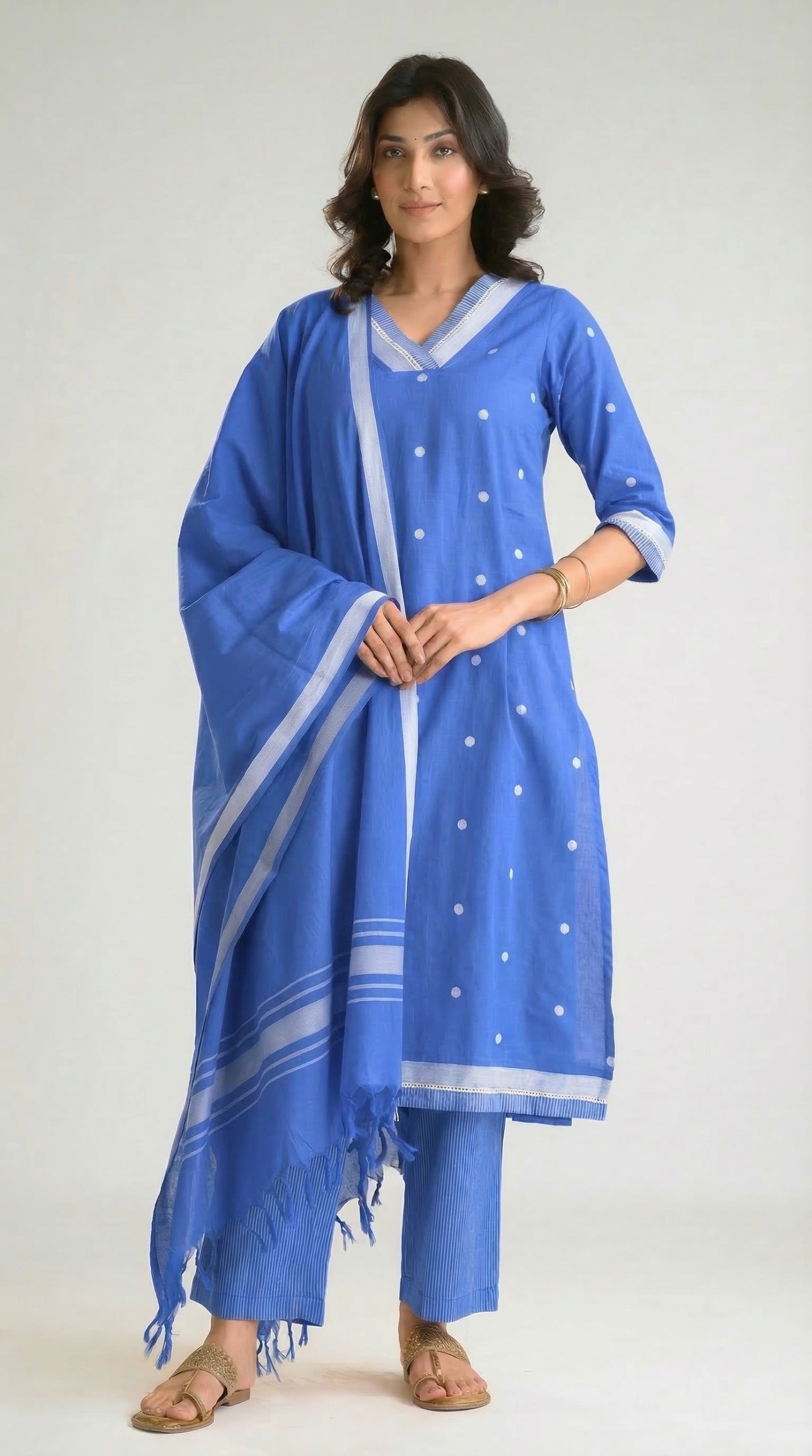 Sunshine Hues Jamdani Kurta Set - Etiquette Apparel