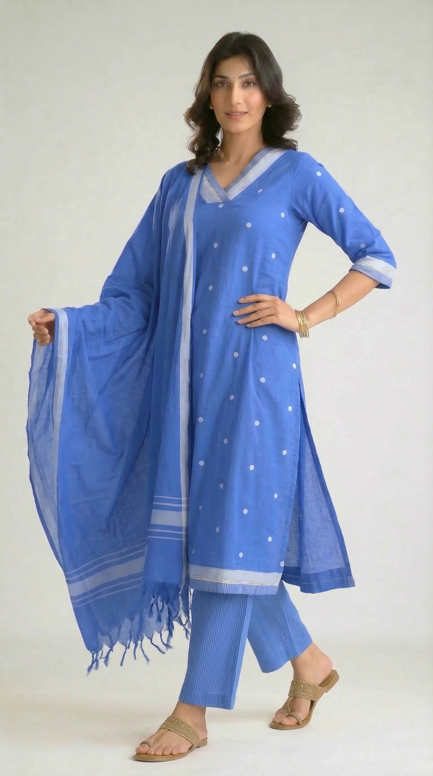 Sunshine Hues Jamdani Kurta Set - Etiquette Apparel