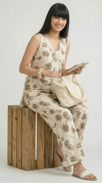 Modern Floral Sleeveless Co-Ord Set - Etiquette Apparel