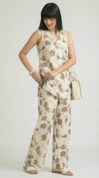 Modern Floral Sleeveless Co-Ord Set - Etiquette Apparel