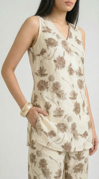 Modern Floral Sleeveless Co-Ord Set - Etiquette Apparel