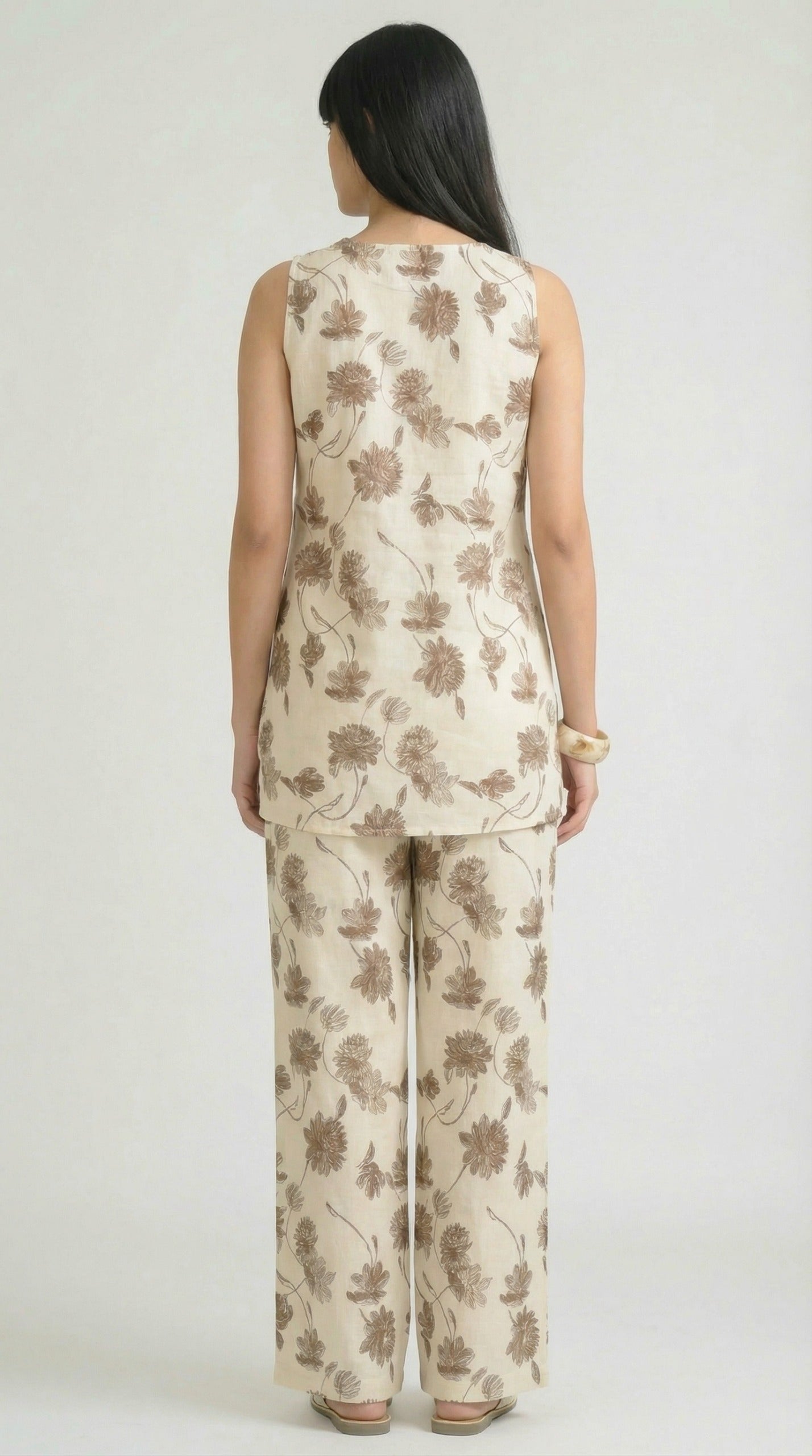 Modern Floral Sleeveless Co-Ord Set - Etiquette Apparel