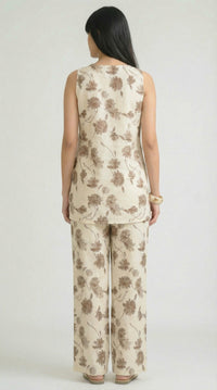 Modern Floral Sleeveless Co-Ord Set - Etiquette Apparel