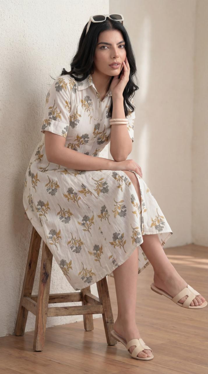 Sunlit Floral Ease Dress - Etiquette Apparel