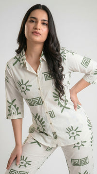 Ivory Abstract Eye Print  Co-ord Set - Etiquette Apparel