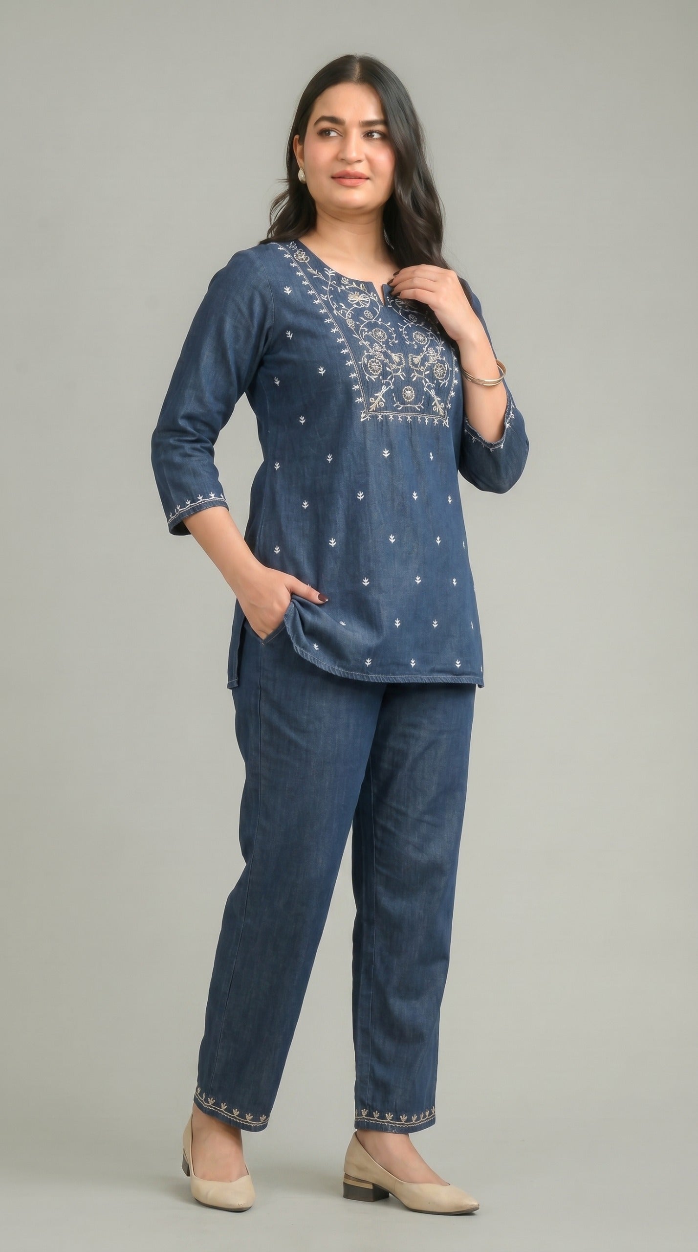 Denim Meets Dori Co-Ord Set - Etiquette Apparel