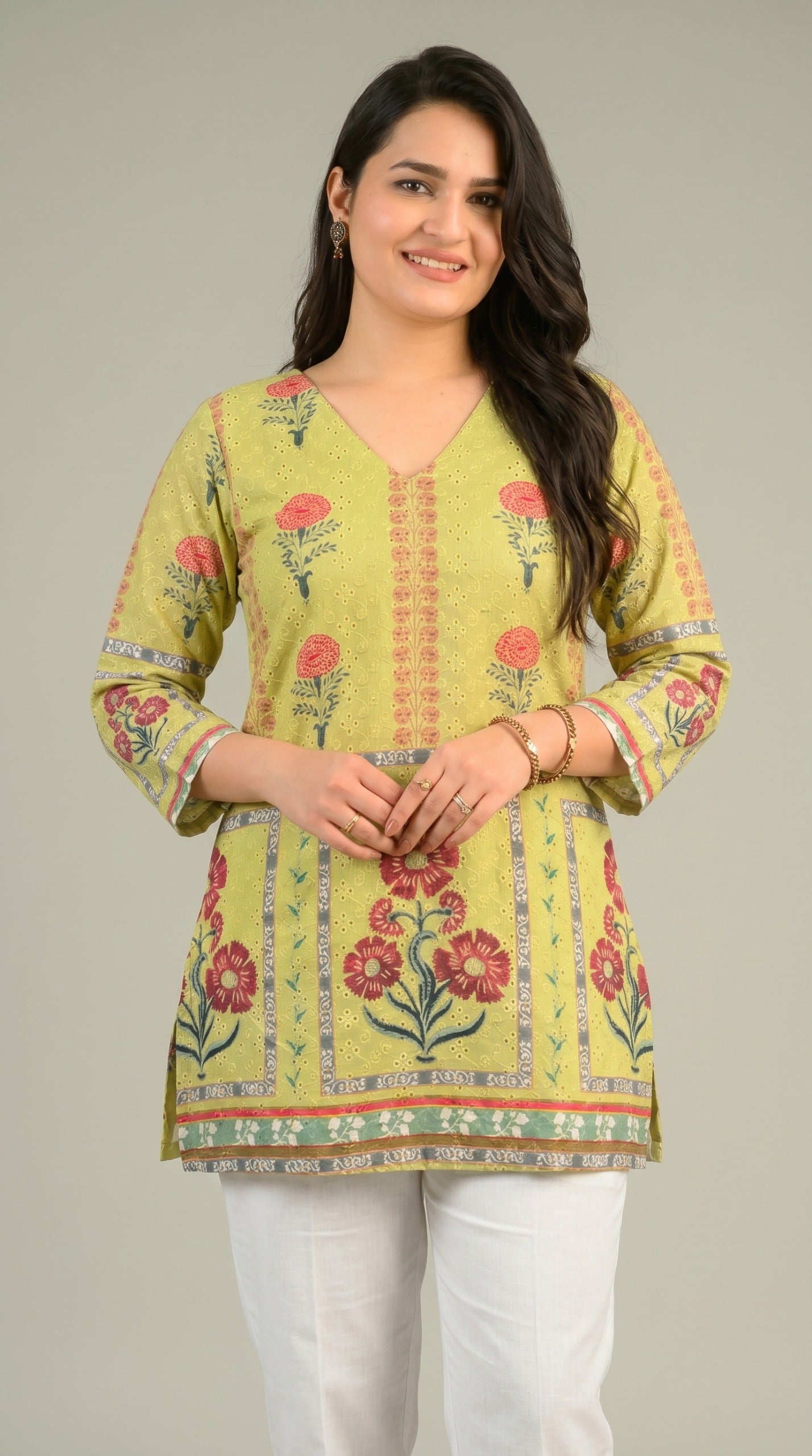 Mughal Green Garden Short Top - Etiquette Apparel